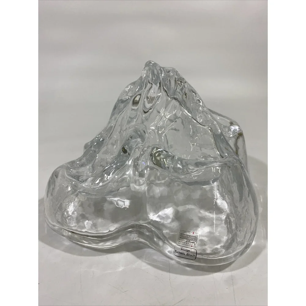 Vintage SEA Glasbruck Sweden Heavy Glacier Tea Light  candle holder Renate Stock